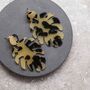 Beige And Black Tortoiseshell Leaf Earrings, thumbnail 1 of 3