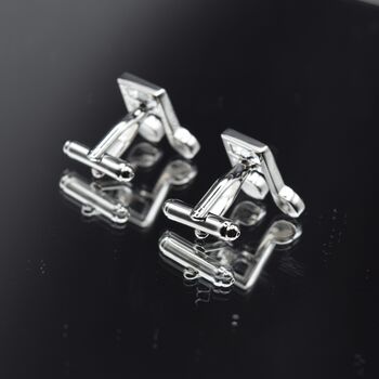 Music Note Silver Cufflinks Gift For Musicians 316 L Stainless Steel, 3 of 4