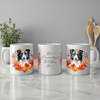 Personalised Dog Mug Border Collie In An Autumn Wreath, 2 of 2