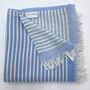 Symi Striped Peshtemal Towel Sky Blue, thumbnail 3 of 10