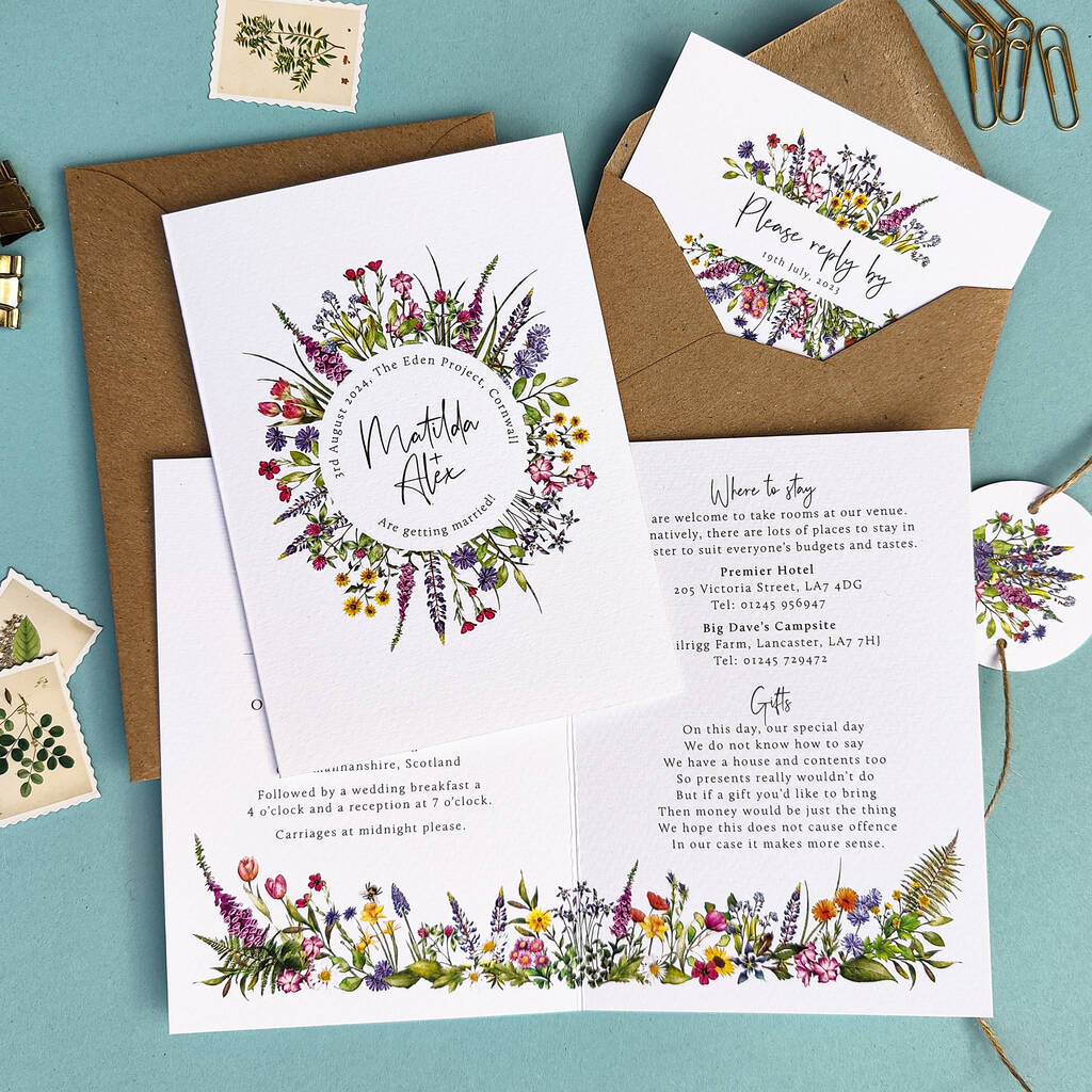 Wildflower Folded Wedding Invitation Suite By Paper Willow ...