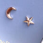 Solid Gold Handmade Moon And Star Studs, thumbnail 3 of 8