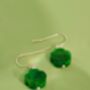 Green Botan Flower Jade Sterling Silver Dangle Earrings, thumbnail 8 of 9