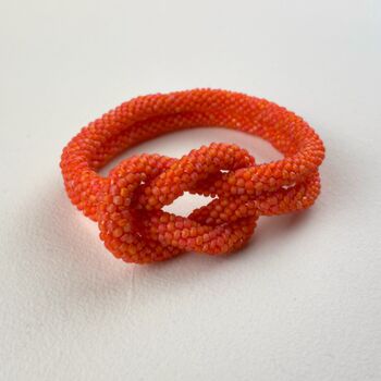 Fair Trade Handmade Glass Bead Knot Tube Bracelet, 6 of 12