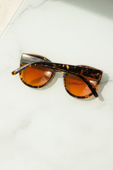 Brown Tortoise Shell Gold Rim Cat Eye Sunglasses, 5 of 6