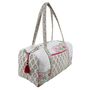 Block Printed Pink And Mint Floral Bird Quilted Duffle Bag, thumbnail 8 of 9