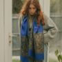 Royal Blue Paisley Border Pashmina With Tassels, thumbnail 1 of 2
