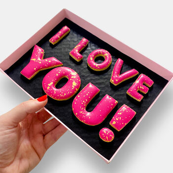 Vegan I Love You Valentine's Letterbox Message Iced Cookies, 3 of 10