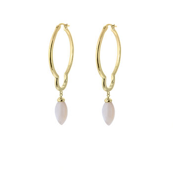 18k Gold Plated Mother Of Pearl Large Hoops, 3 of 5