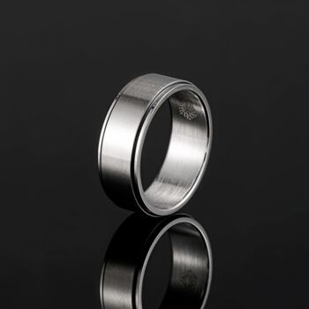 Men's Silver Line Band Stainless Steel Ring, 2 of 11