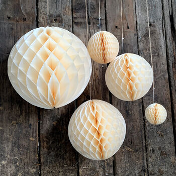 Ivory Tissue Paper Ball Decorations, Four Sizes, 2 of 2