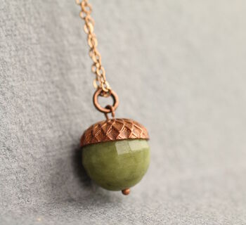 Olive Green Acorn Necklace, 8 of 10