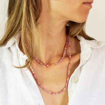 Long Orange Agate Beaded Necklace With Sterling, 5 of 10