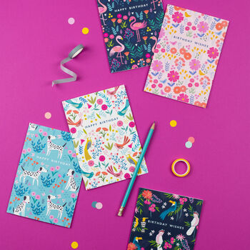 Happy Birthday Card Colourful Flamingo Pattern, 5 of 5