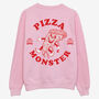 Pizza Monster Women's Back Print Sweatshirt, thumbnail 6 of 9