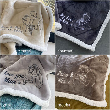 Personalised Embroidered Photo Neutral Sherpa Blanket, 4 of 10