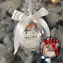 Robins Appear Snowy Acrylic Memorial Christmas Tree Bauble Decoration, thumbnail 1 of 7