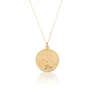 Silver Or Gold Medium Round St. Christopher Necklace By LILY & ROO ...