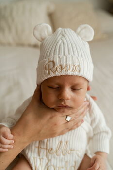 Personalised Knitted Baby Hat, 2 of 7