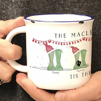 Personalised Welly Boot Family Christmas Mug, 4 of 4