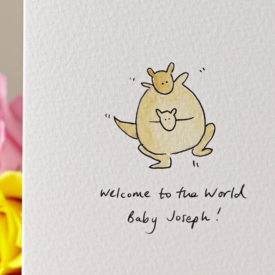 Personalised Kangaroo Handmade New Baby Card, 1 of 3
