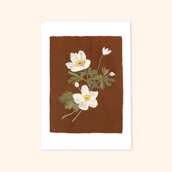 Brown Floral Art Print, Unframed, 2 of 2
