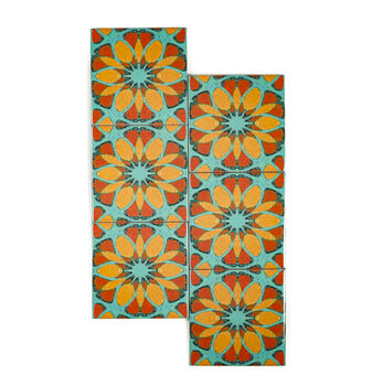 Orange Teal Geometric Flower Tile, 4 of 10