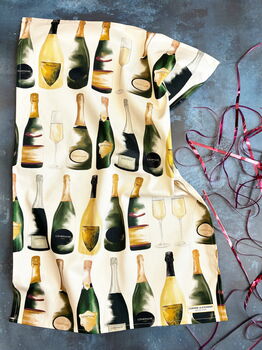 Champagne Tea Towel / Celebration Gift / Fizz Lover Kitchen Decor, 2 of 5
