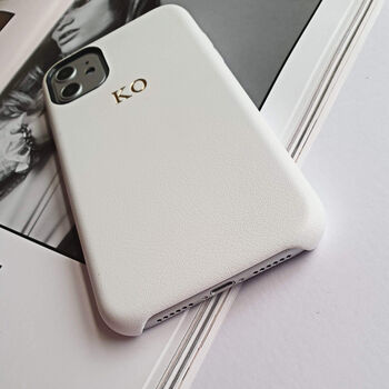 Ivory White Pu Leather Embossed Phone Case, 2 of 5
