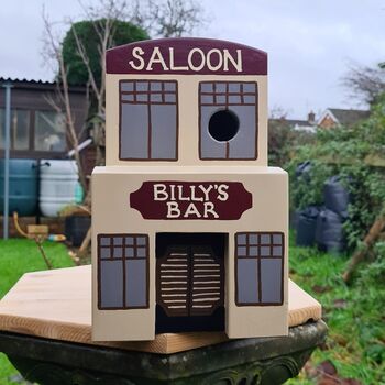 Western Saloon Bar Personalised Bird Box, 3 of 5