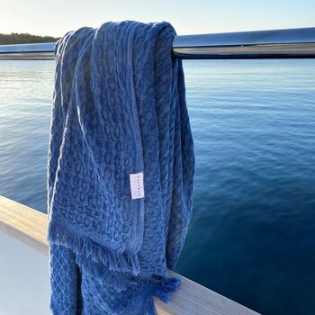 Aegean Waffle Towel Marine Blue, 11 of 12