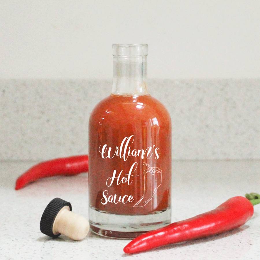 personalised hot sauce bottle by copper and sable