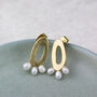 Brushed Circle And Pearls Stud Earrings, thumbnail 4 of 8