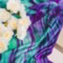 100% Mulberry Silk Scarf, Emerald Green And Purple, thumbnail 5 of 7