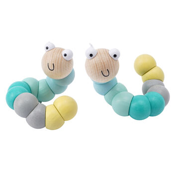 Set Of Two Wooden Wiggly Worms 10+ Months, 2 of 4