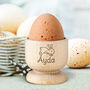 Personalised Name Hopping Easter Bunny Wooden Egg Cup, thumbnail 2 of 6