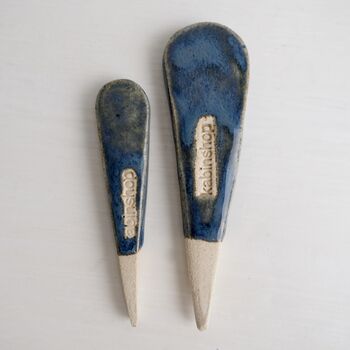 Handmade Small Pottery Blue \Brown Salt Or Spice Spoon, 6 of 9