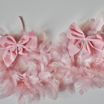 Feather Wreaths With Velvet Bows Set Of Two, 4 of 12