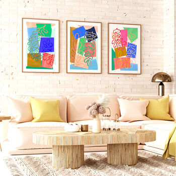 Colourful Abstract Cut Out Shapes Print Set Of Three, 4 of 12