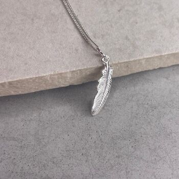 Sterling Silver Silver Feather Necklace, 2 of 12