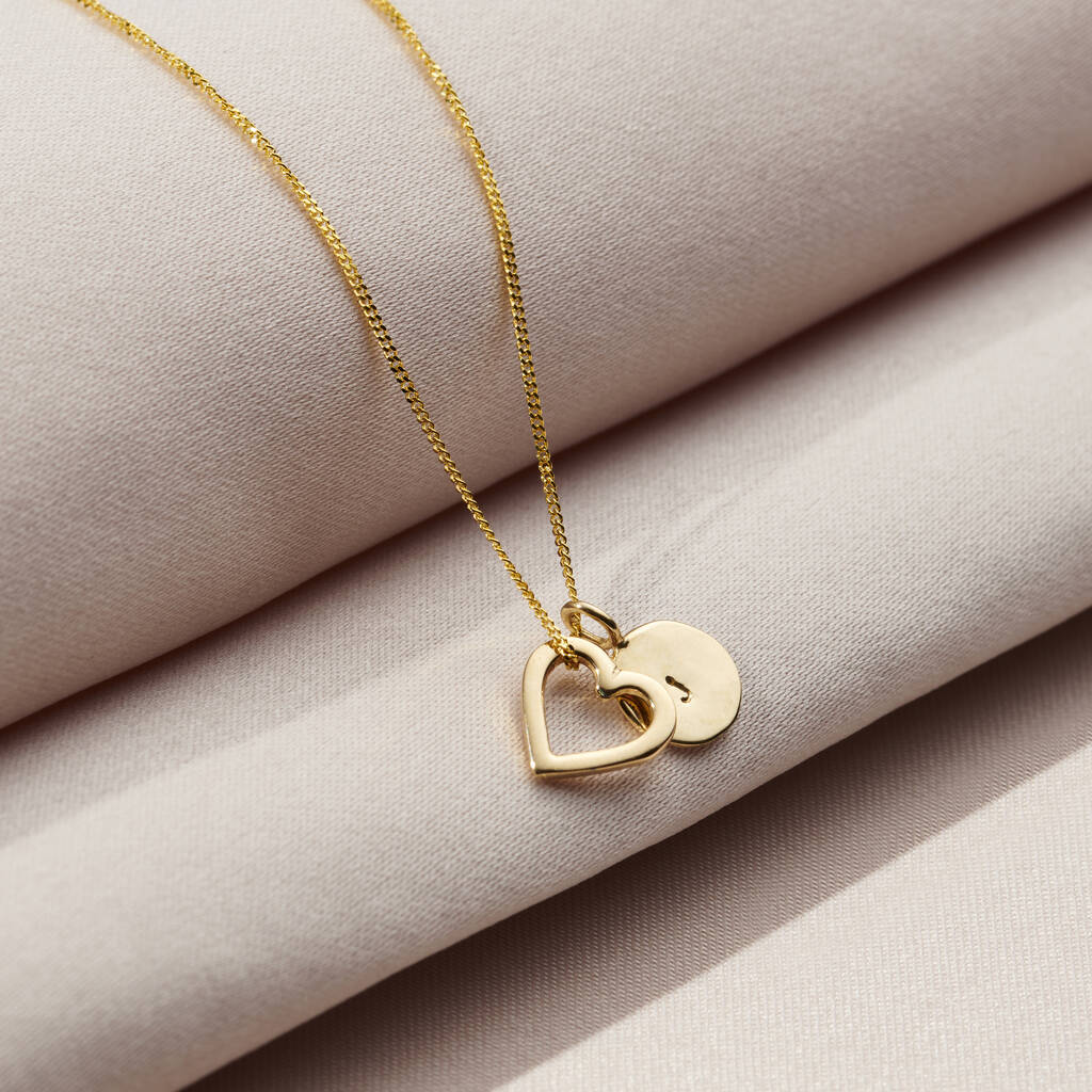 9ct Gold Heart And Tag Necklace, 1 of 6