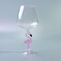 G Decor Set Of Four Flamingo Stem Handmade Glassware, Pink Flamingo Wine Sculpted Glasses, thumbnail 3 of 3