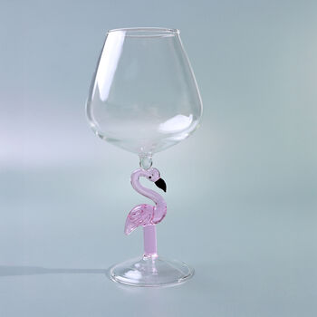 G Decor Set Of Four Flamingo Stem Handmade Glassware, Pink Flamingo Wine Sculpted Glasses, 3 of 3