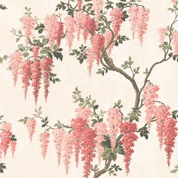 Wisteria Coral Floral Wallpaper, 3 of 4