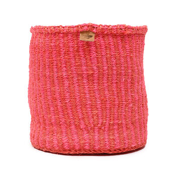 Kiwanda: Red And Pink Pinstripe Woven Storage Basket, 4 of 9