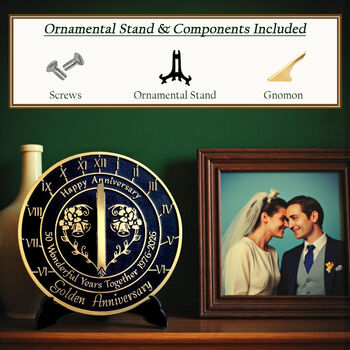 50th Golden Anniversary Sundial Gift Celebration Present, 5 of 10