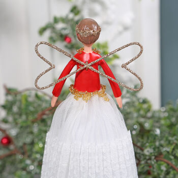 White And Red Angel Tree Topper, Two Sizes, 4 of 6