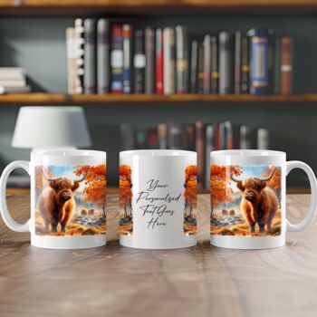 Personalised Autumn Highland Cow Gift Mug B, 2 of 2