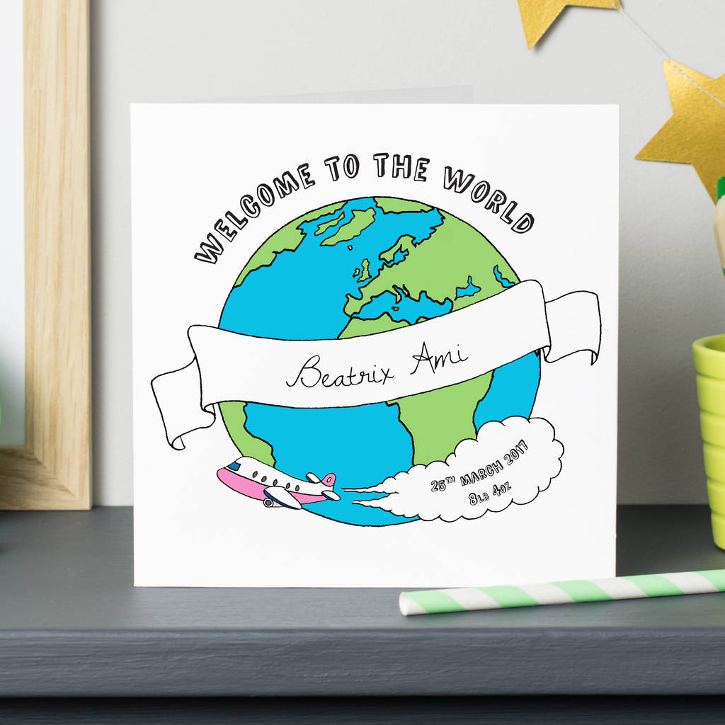 Personalised Welcome To The World Baby Card, 1 of 2
