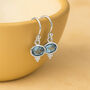 Sterling Silver Oval Blue Topaz Drop Earrings, thumbnail 1 of 8